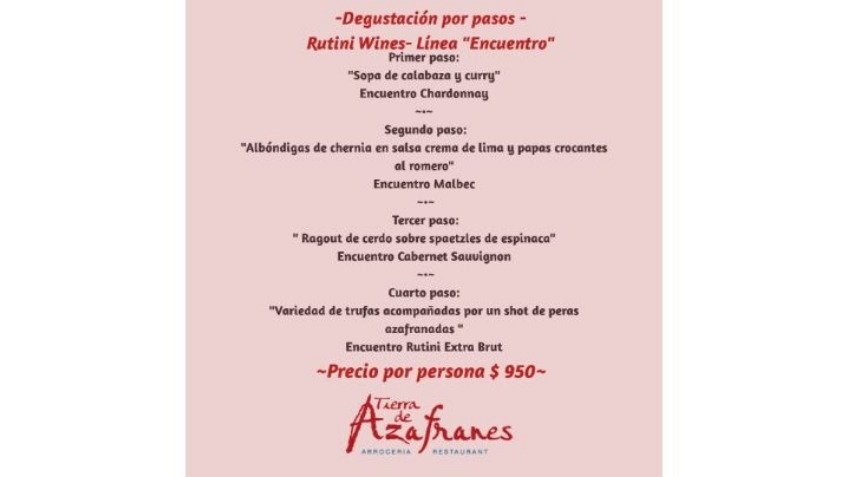 Degustación por pasos - Rutini Wines Línea "Encuentro"